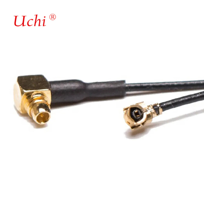 নিম্ন ক্ষতি 1.13mm তারের ডান কোণ MMCX পুরুষ থেকে MHF1 UFL তারের সমাবেশ