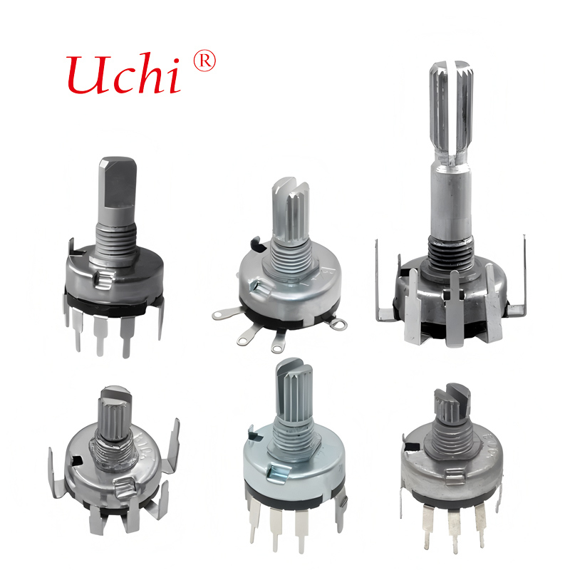 RV17 With Switch Metal Shaft 10K, 100K, 500K Carbon Film Single Group 3-pin 17mm Volume Control Rotary Potentiometer